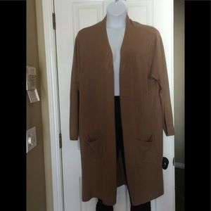 Plus size 3X-long camel cardigan